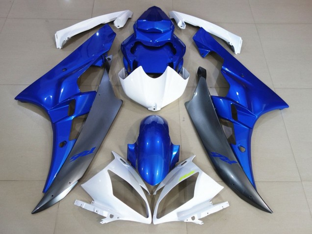 Yamaha YZF R6 Motorrad Verkleidung 2006-2007 - Weiss Blau Matt Schwarz