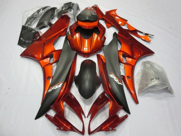 Yamaha YZF R6 Motorrad Verkleidung 2006-2007 - Orange Matt Schwarz