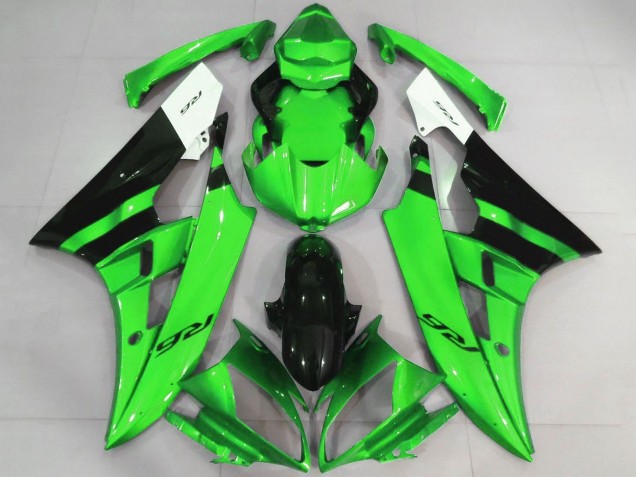Yamaha YZF R6 Motorrad Verkleidung 2006-2007 - Weiss Grun Glanzendes Schwarz