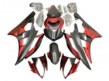 Yamaha YZF R6 Motorrad Verkleidung 2006-2007 - Rot Matt Schwarz