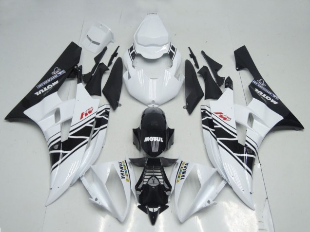 Yamaha YZF R6 Motorrad Verkleidung 2006-2007 - Weiss Glanzendes Schwarz Motul Michelin