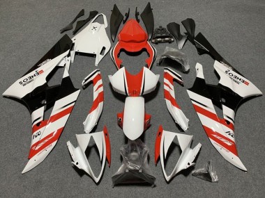 Yamaha YZF R6 Motorrad Verkleidung 2006-2007 - Weiss Orange Glanzendes Schwarz Streifen