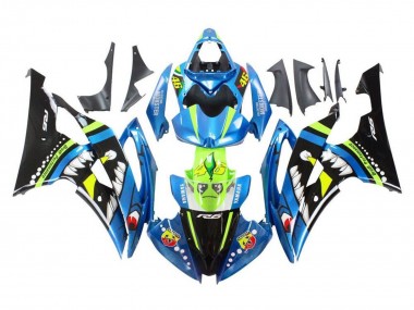 Yamaha YZF R6 Motorrad Verkleidung 2008-2016 - Blau Grun Glanzendes Schwarz Hai