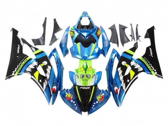 Yamaha YZF R6 Motorrad Verkleidung 2008-2016 - Blau Grun Glanzendes Schwarz Hai