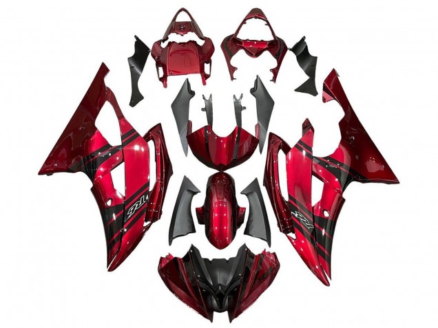 Yamaha YZF R6 Motorrad Verkleidung 2008-2016 - Rot Schwarz Streifen