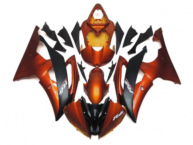 Yamaha YZF R6 Motorrad Verkleidung 2008-2016 - Orange Matt Schwarz