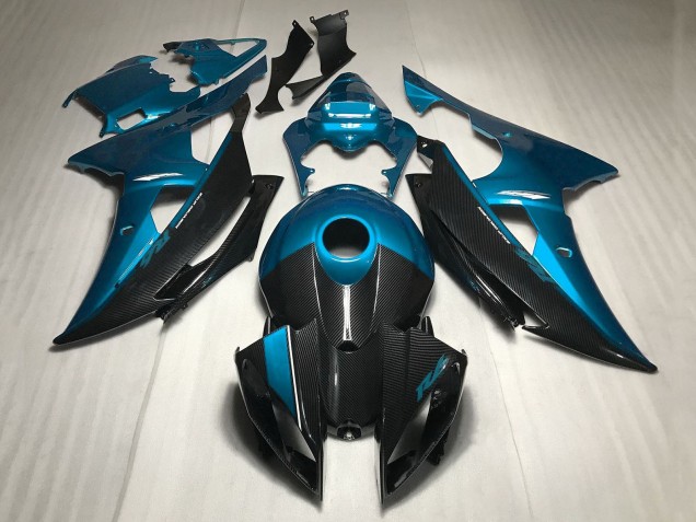 Yamaha YZF R6 Motorrad Verkleidung 2008-2016 - Blau Carbonfaser Stil