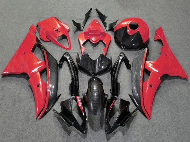 Yamaha YZF R6 Motorrad Verkleidung 2008-2016 - Rot Schwarz Carbonfaser Stil