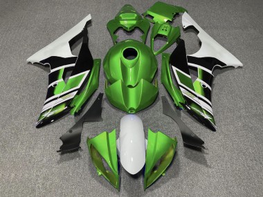 Yamaha YZF R6 Motorrad Verkleidung 2008-2016 - Weiss Grun Glanzendes Schwarz Streifen