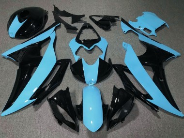 Yamaha YZF R6 Motorrad Verkleidung 2008-2016 - Hellblau Glanzendes Schwarz