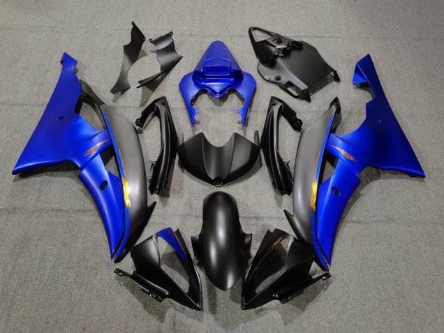 Yamaha YZF R6 Motorrad Verkleidung 2008-2016 - Blau Matt Schwarz Gelb Aufkleber