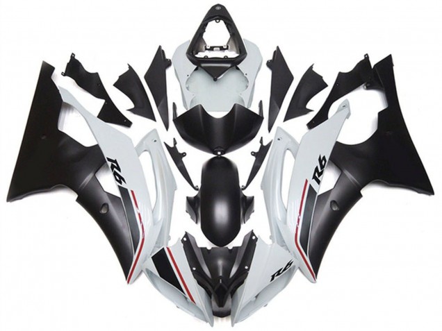 Yamaha YZF R6 Motorrad Verkleidung 2008-2016 - Weiss Matt Schwarz Rot