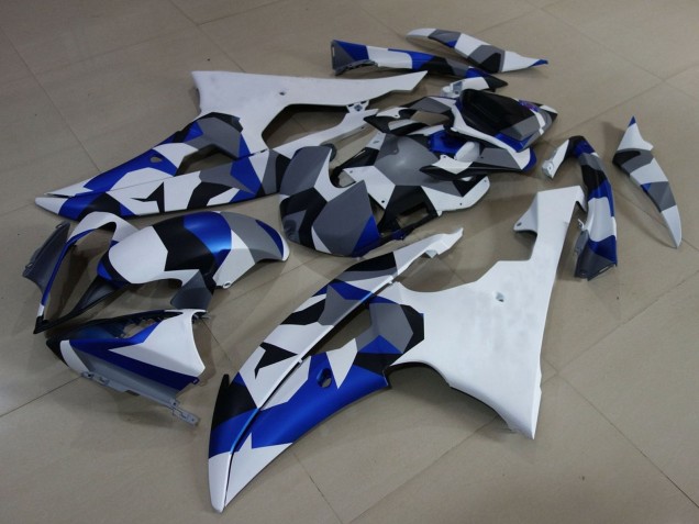 Yamaha YZF R6 Motorrad Verkleidung 2008-2016 - Weiss Blau Grau Camouflage