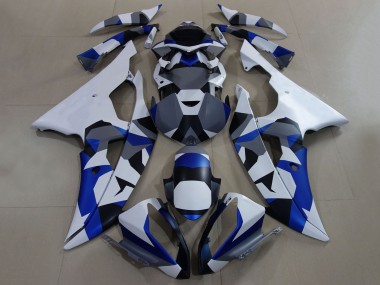 Yamaha YZF R6 Motorrad Verkleidung 2008-2016 - Weiss Blau Grau Camouflage
