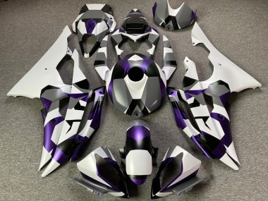 Yamaha YZF R6 Motorrad Verkleidung 2008-2016 - Weiss Lila Grau Schwarz Camouflage