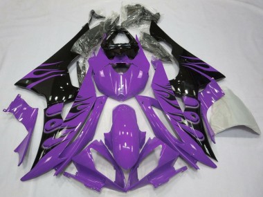 Yamaha YZF R6 Motorrad Verkleidung 2008-2016 - Lila Glanzendes Schwarz Flamme