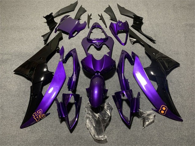 Yamaha YZF R6 Motorrad Verkleidung 2008-2016 - Lila Glanzendes Schwarz 24