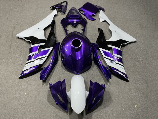 Yamaha YZF R6 Motorrad Verkleidung 2008-2016 - Weiss Lila Schwarz Streifen