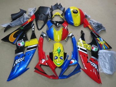 Yamaha YZF R6 Motorrad Verkleidung 2008-2016 - Blau Gelb Rot Schwarz Hai