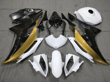 Yamaha YZF R6 Motorrad Verkleidung 2008-2016 - Weiss Gold Glanzendes Schwarz