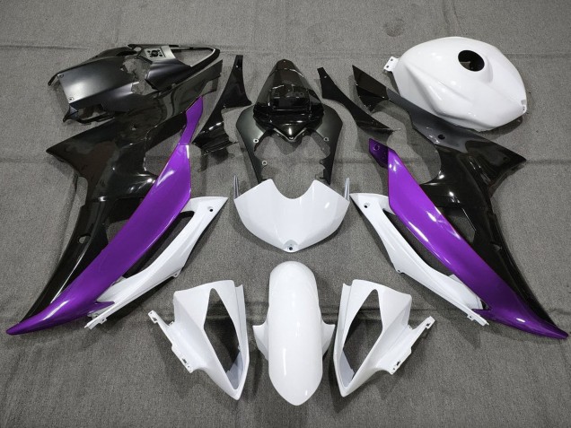 Yamaha YZF R6 Motorrad Verkleidung 2008-2016 - Weiss Lila Glanzendes Schwarz