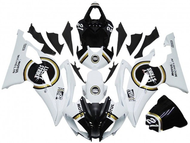 Yamaha YZF R6 Motorrad Verkleidung 2008-2016 - Weiss Schwarz Lucky Strike