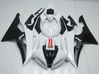 Yamaha YZF R6 Motorrad Verkleidung 2008-2016 - Weiss Rot Matt Schwarz 58