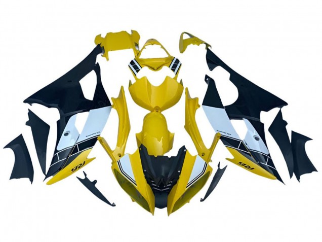 Yamaha YZF R6 Motorrad Verkleidung 2008-2016 - Gelb Weiss Schwarz Streifen