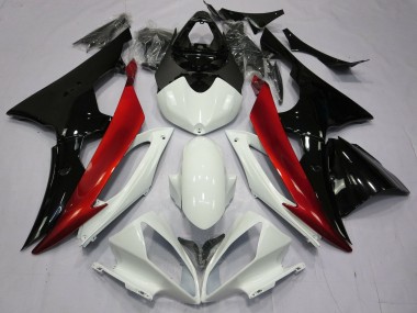 Yamaha YZF R6 Motorrad Verkleidung 2008-2016 - Weiss Rot Glanzendes Schwarz