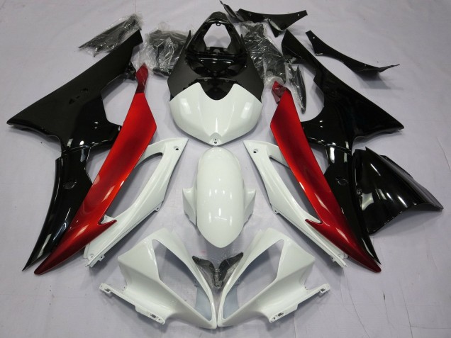 Yamaha YZF R6 Motorrad Verkleidung 2008-2016 - Weiss Rot Glanzendes Schwarz