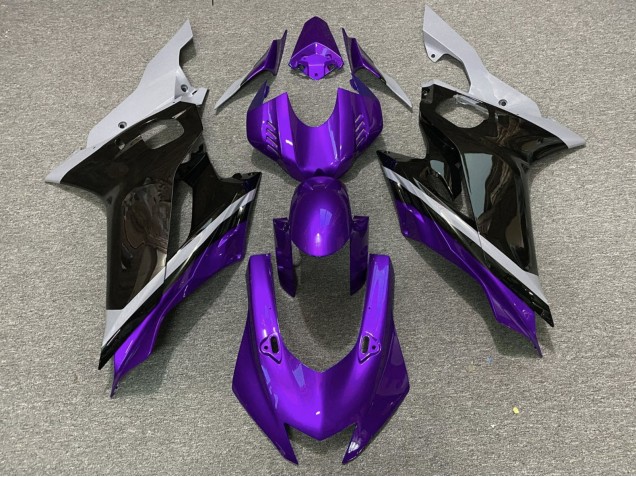 Yamaha YZF R6 Motorrad Verkleidung 2017-2023 - Grau Lila Glanzendes Schwarz