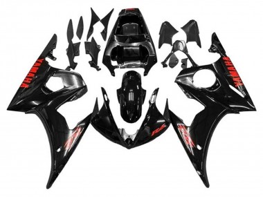 Yamaha YZF R6 Motorrad Verkleidung 2005 - Glanzendes Schwarz Rot
