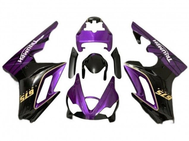 Triumph Daytona 675 Triple Motorrad Verkleidung 2009-2012 - Lila Gold Glanzendes Schwarz