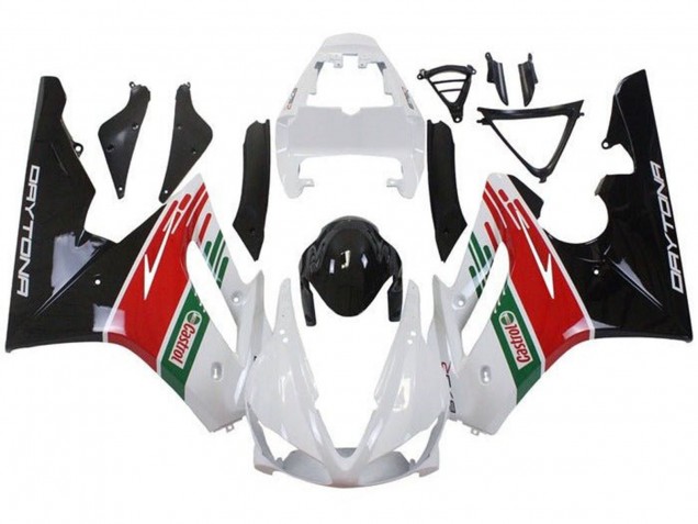 Triumph Daytona 675 Triple Motorrad Verkleidung 2009-2012 - Weiss Rot Grun Glanzendes Schwarz Castrol