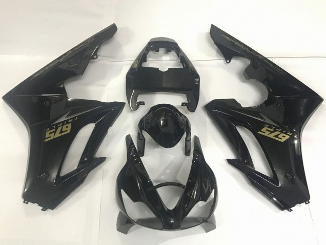 Triumph Daytona 675 Triple Motorrad Verkleidung 2009-2012 - Glanzendes Schwarz Gold Aufkleber