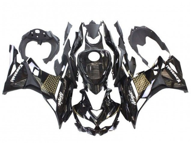 Kawasaki ZX4R ZX-4RR Motorrad Verkleidung 2019-2025 - Glanzendes Schwarz Weiss Gold