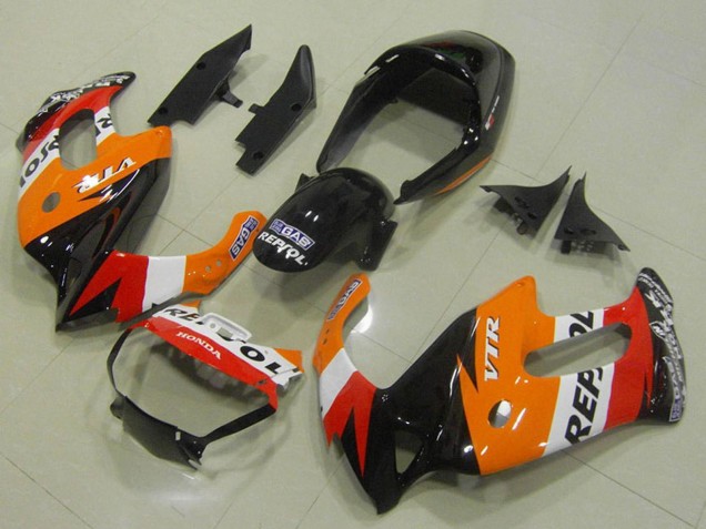 Honda VTR1000F Motorrad Verkleidung 1997-2005 - Orange Weiss Rot Glanzendes Schwarz Repsol