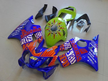 Honda CBR600 F4i Motorrad Verkleidung 2001-2003 - Gelb Blau Orange Rossi 46