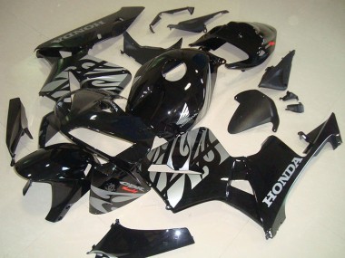 Honda CBR600RR Motorrad Verkleidung 2005-2006 - Glanzendes Schwarz Silber mit Flamme