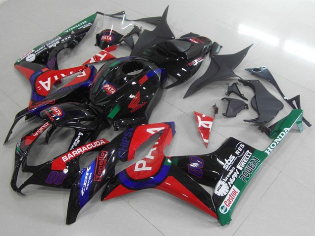 Honda CBR600RR Motorrad Verkleidung 2007-2008 - Glanzendes Schwarz Rot Blau Pata