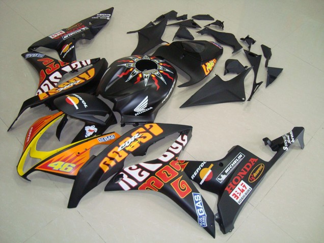 Honda CBR600RR Motorrad Verkleidung 2007-2008 - Matt Schwarz Orange Gelb Rossi 46