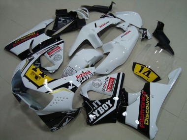 Honda CBR900RR 919 Motorrad Verkleidung 1998-1999 - Weiss Gelb Glanzendes Schwarz Playboy 14
