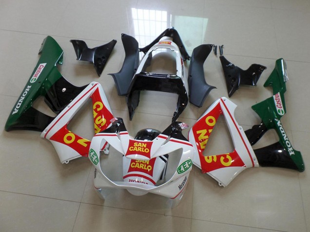 Honda CBR900RR 929 Motorrad Verkleidung 2000-2001 - Weiss Rot Grun Glanzendes Schwarz San Carlo