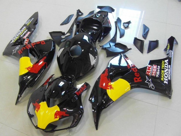 Honda CBR1000RR Motorrad Verkleidung 2006-2007 - Glanzendes Schwarz Gelb Red Bull