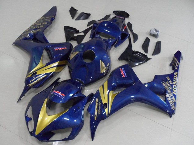 Honda CBR1000RR Motorrad Verkleidung 2006-2007 - Dunkel Blau Gold Streifen