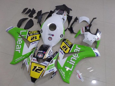 Honda CBR1000RR Motorrad Verkleidung 2008-2011 - Weiss Grun Gelb Glanzendes Schwarz Liniear 12