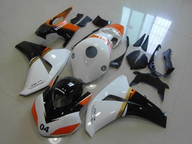 Honda CBR1000RR Motorrad Verkleidung 2008-2011 - Weiss Orange Glanzendes Schwarz Rennen