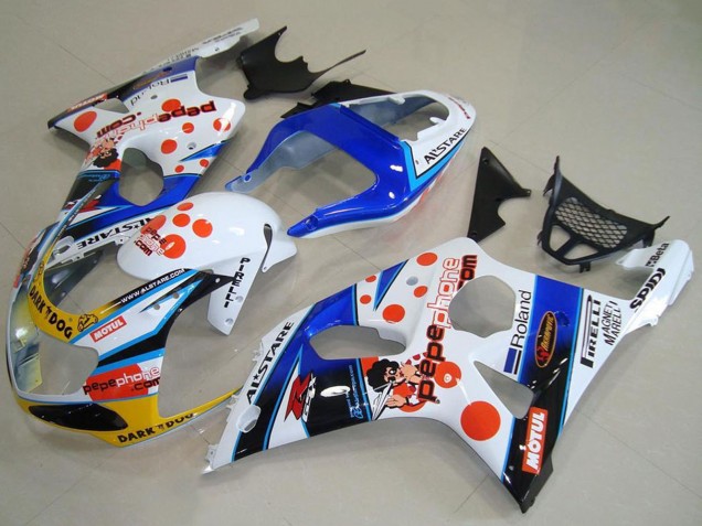 Suzuki GSXR 1000 Motorrad Verkleidung 2000-2002 - Weiss Blau Rot Gelb Schwarz Dunkel Dog Motul Pepe Phone