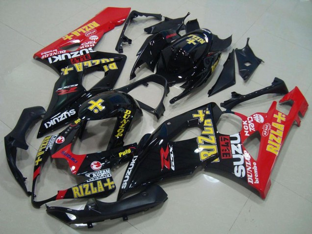 Suzuki GSXR 1000 Motorrad Verkleidung 2005-2006 - Glanzendes Schwarz Rot Gold Rizla