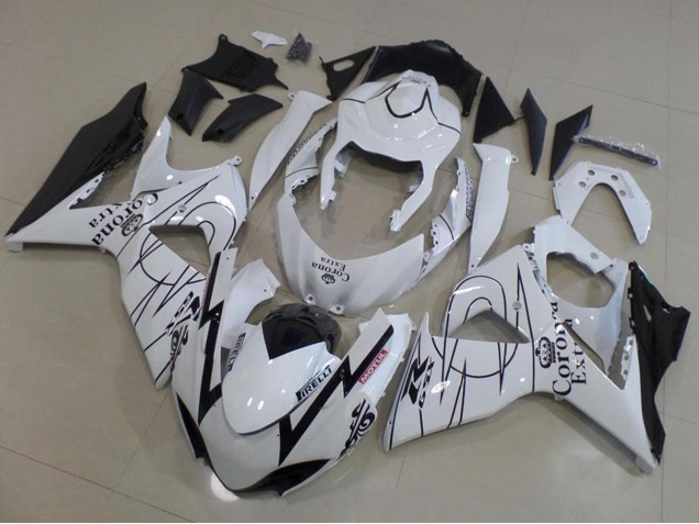 Suzuki GSXR 1000 Motorrad Verkleidung 2009-2016 - Weiss Schwarz Corona Rennen